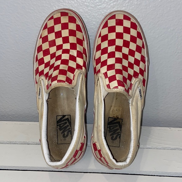Vans Red Checkered Checkerboard Slip-on Sneaker Shoe Mens 6.5 Womens 8 - Picture 4 of 9